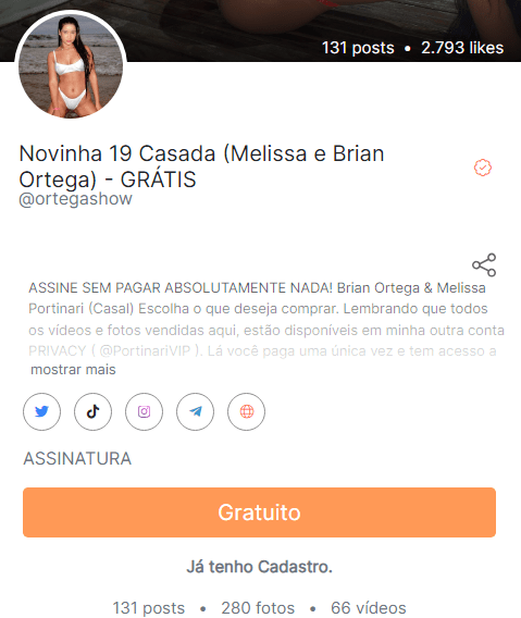 Novinha conta grátis da privacy